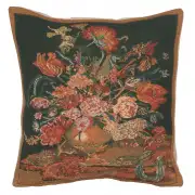 Flora Cotta Black II Belgian Cushion Cover - 16 in. x 16 in. Cotton/Viscose/Polyester by Charlotte Home Furnishings