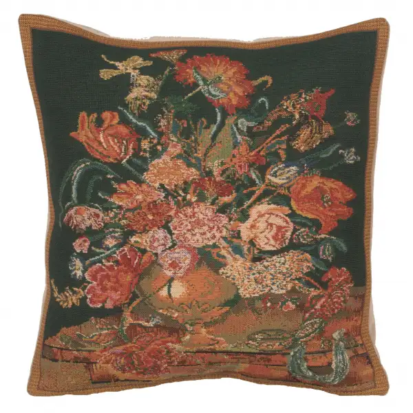 Flora Cotta Black II Belgian Couch Pillow