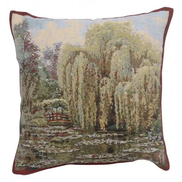 Bridge Monet's Garden Belgian Tapestry Cushion - 17 in. x 17 in. Cotton by Claude Monet