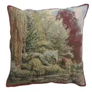 C Charlotte Home Furnishings Inc Trees Monet's Garden Belgian Tapestry Cushion - 17 in. x 17 in. Cotton by Claude Monet