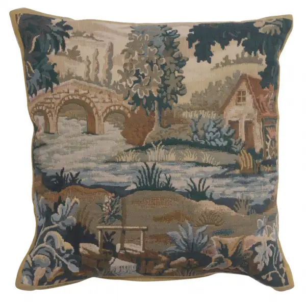 Paysage Flamand Moulin 1 Belgian Tapestry Cushion - 17 in. x 17 in. Cotton by Charlotte Home Furnishings