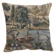 Paysage Flamand Bateau Belgian Tapestry Cushion