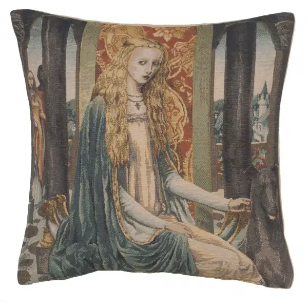 Lady 1 Belgian Tapestry Cushion - 17 in. x 17 in. Cotton by Charlotte Home Furnishings