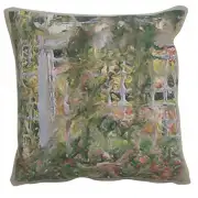 Jardin Red Flowers Belgian Tapestry Cushion