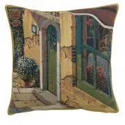 C Charlotte Home Furnishings Inc Bellagio Village Door Belgian Tapestry Cushion - 17 in. x 17 in. Cotton by Robert Pejman