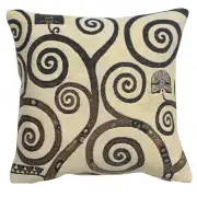 Lebensbaum Branches Belgian Tapestry Cushion - 17 in. x 17 in. Cotton by Gustav Klimt