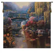 Giverny Pond I Belgian Tapestry Wall Hanging - 38 in. x 38 in. Cotton/Wool/Polyester by Robert Pejman