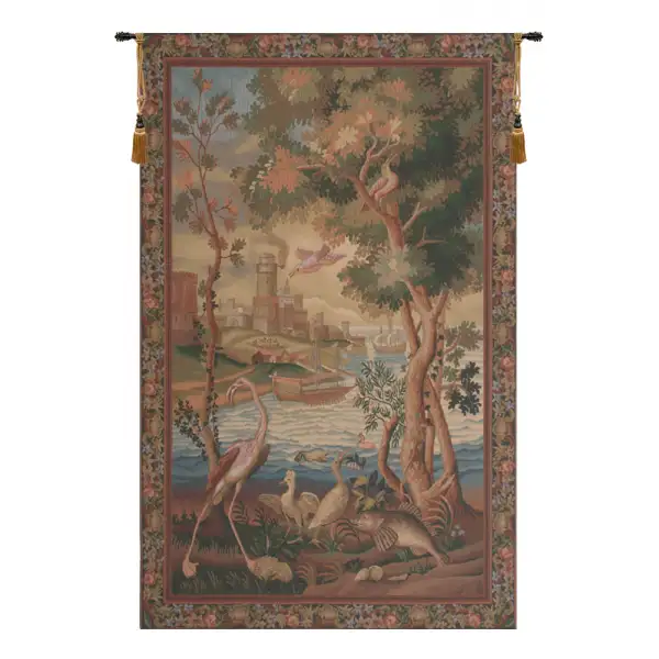 Flamingo Belgian Tapestry Wall Hanging - 38 in. x 62 in. Cotton/Wool/Treveria/Mercurise by Charlotte Home Furnishings