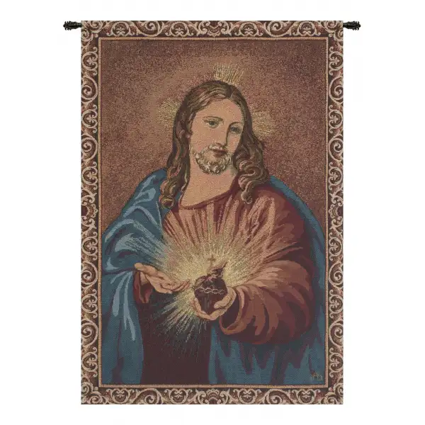 Heart Of Jesus European Tapestries - 13 in. x 18 in. Cotton/viscose/goldthreadembellishments by Alberto Passini