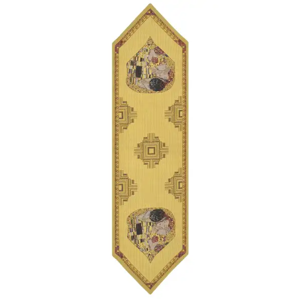 The Kiss Table Runner Belgian Table Runner - 59 in. x 15 in. Cotton/viscose/goldthreadembellishments by Gustav Klimt