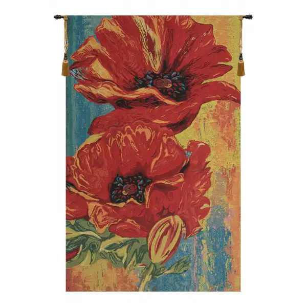 Two Poppys Belgian Tapestry - 34 in. x 52 in. Cotton/Viscose/Polyester by Simon Bull