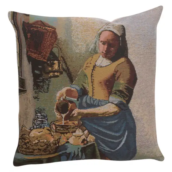 The Servant Girl Belgian Cushion Cover - 16 in. x 16 in. Cotton/Viscose/Polyester by Charlotte Home Furnishings