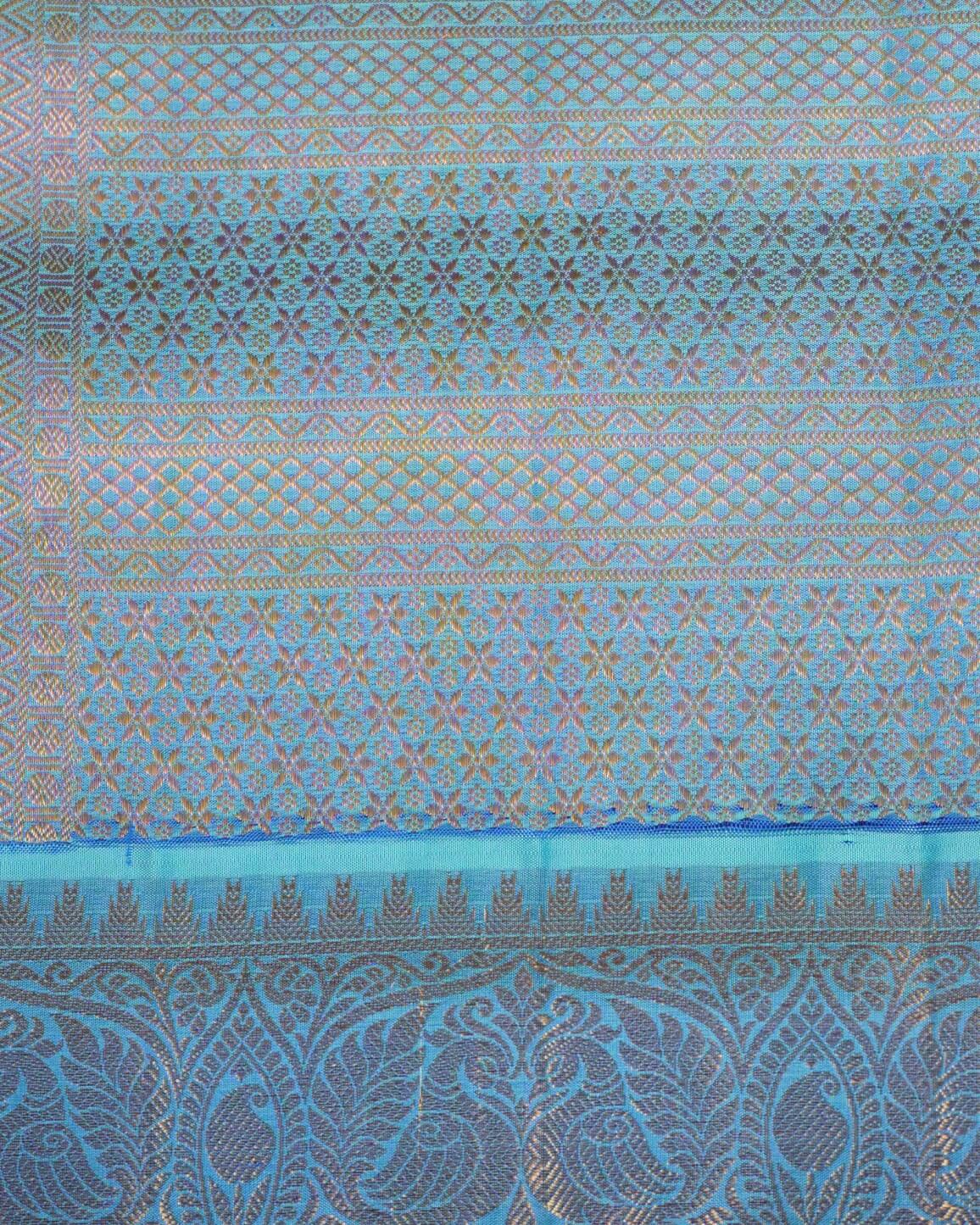 Venkatagiri Pattu Saree – Royal Blue with Peacock Border