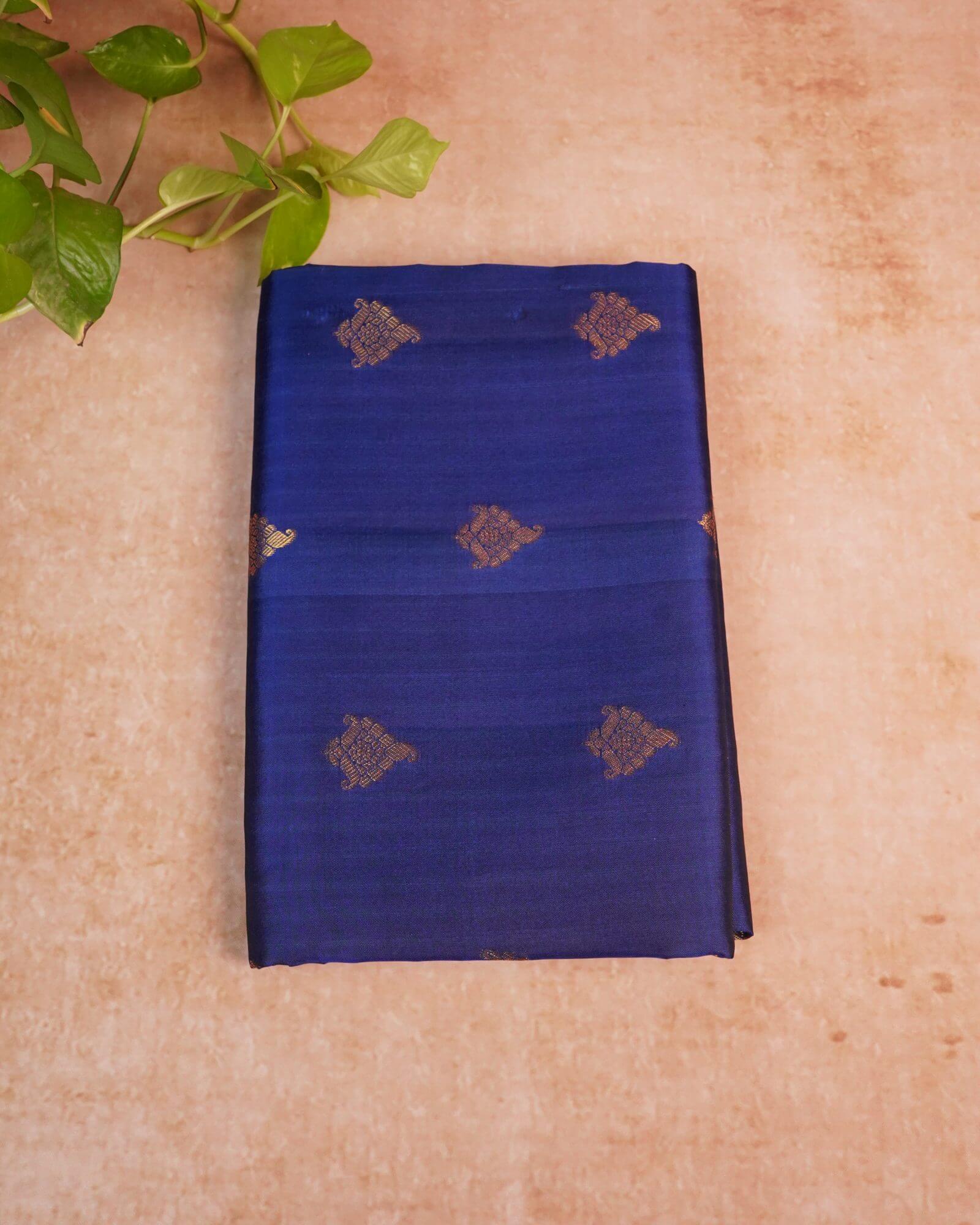 Venkatagiri Pattu Saree – Royal Blue with Peacock Border