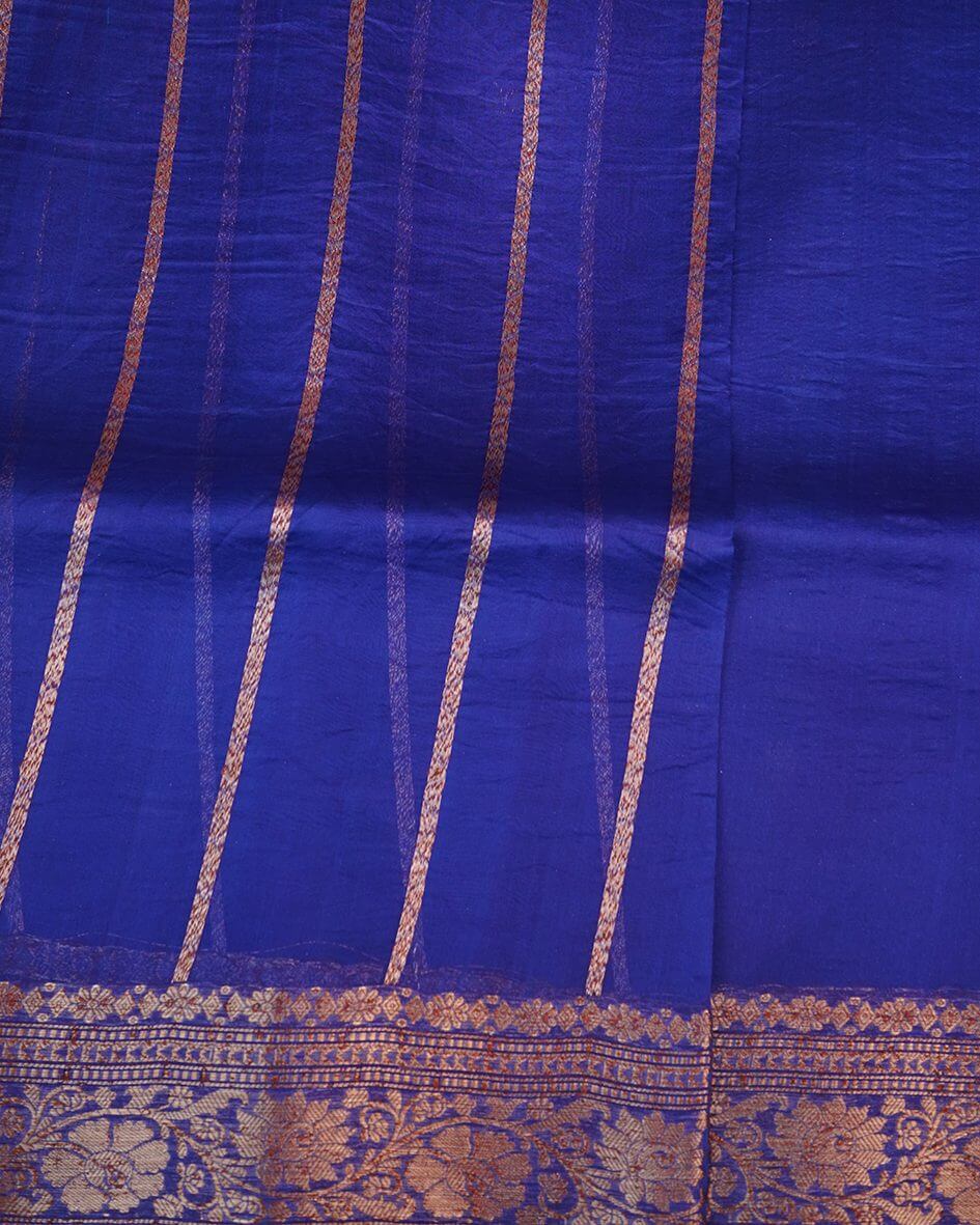 Banaras Kora Silk Saree – Royal Blue with Gold Motifs