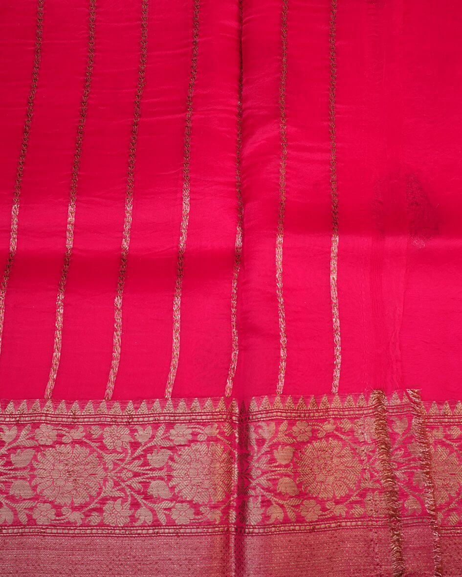 Banaras Kora Silk Saree – Magenta with Gold Motifs