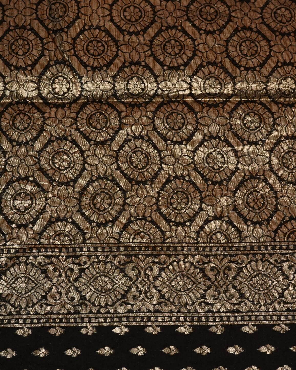 Banarasi Silk Saree – Black with Gold Zari Buttis