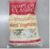 Vegetable, mixed, frozen; MIXED VEGETABLES; U.S.A