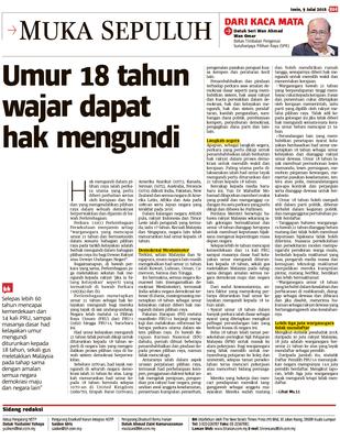 Umur 18 tahun wajar dapat hak mengundi  KLiK