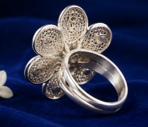 Lotus Ring — silver filigree, handmade in Cuttack, Odisha