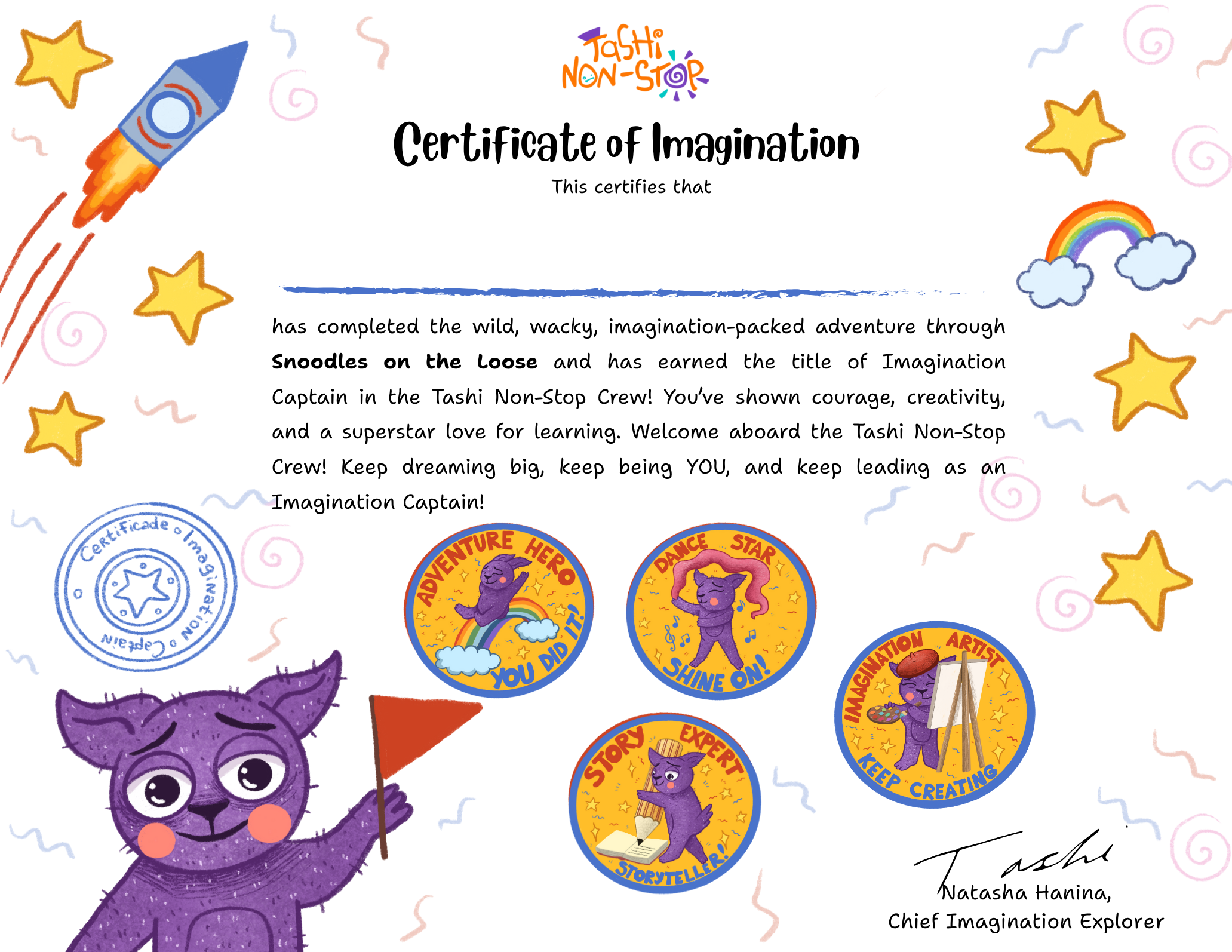 Snoodles on the Loose certificate preview