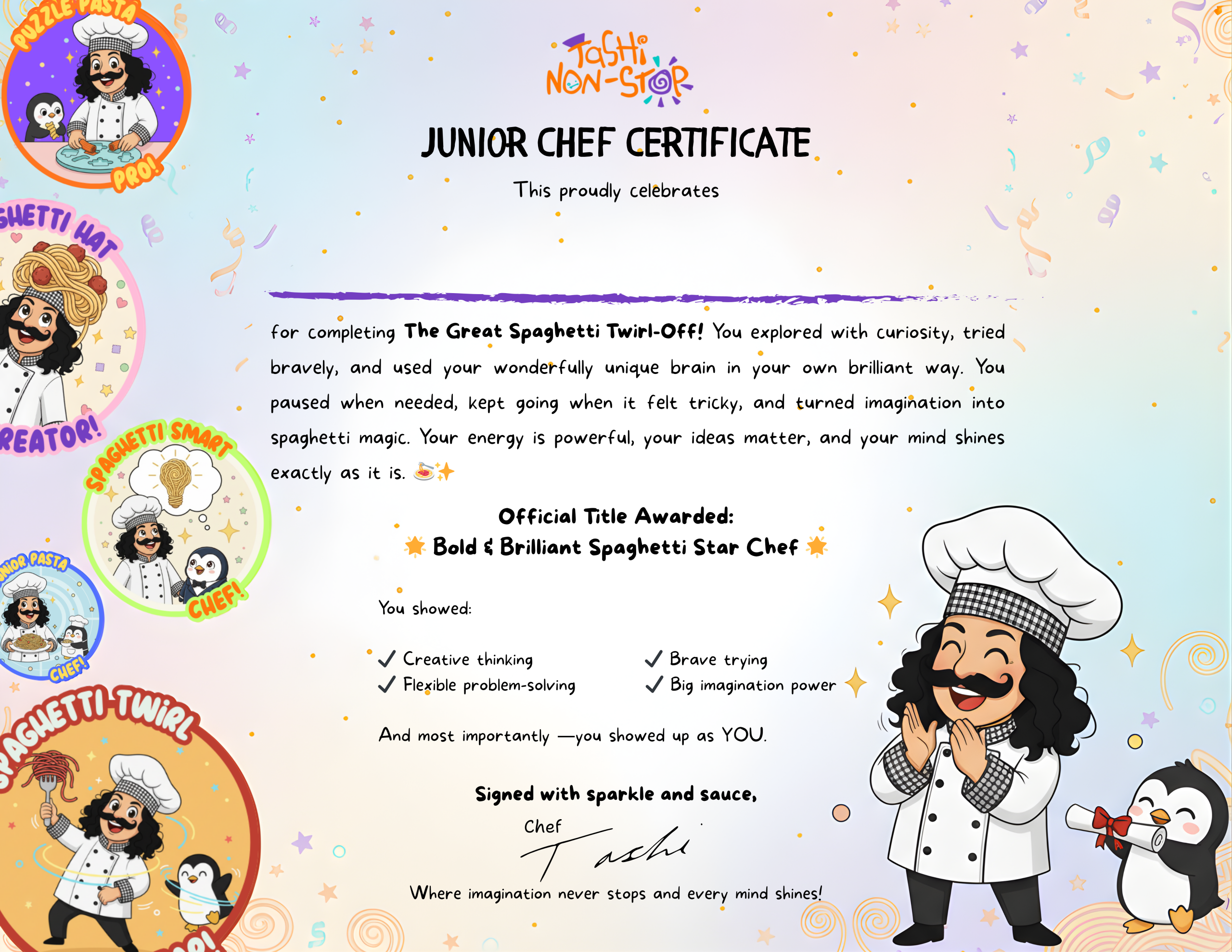 The Great Spaghetti Twirl-Off certificate preview