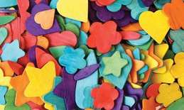 CREATIVITY STREET® WOOD PARTY SHAPES 1/2" TO 2" ASSORTED COLORS 200 PIECES