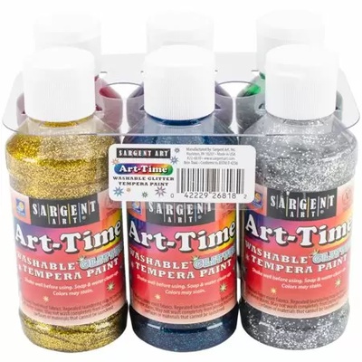 SARGENT ART ART-TIME WASABLE GLITTER TEMPERA PAINT 6 PACK