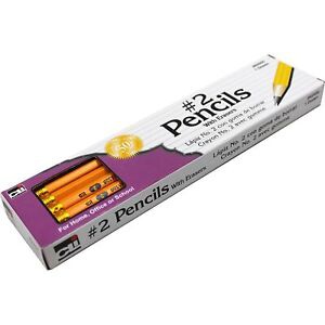 Charles Leonard Pencil, #2, Yellow with Eraser, 12/Box (65500)