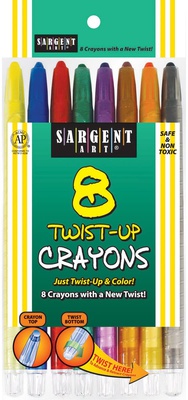 Sargent Art Twist-Up Crayons - Set of 8, Assorted