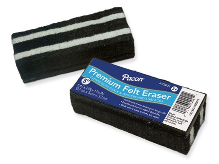 PACON® CHALK AND WHITEBOARD ERASER PREMIUM, 6 BLACK & WHITE FELT STRIPS 5" 1 ERASER