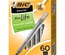 BIC Round Stic Xtra-Life Ballpoint Pen, Medium Point, 1.0mm, Black Ink, 60/Pack (GSM609-BLK)