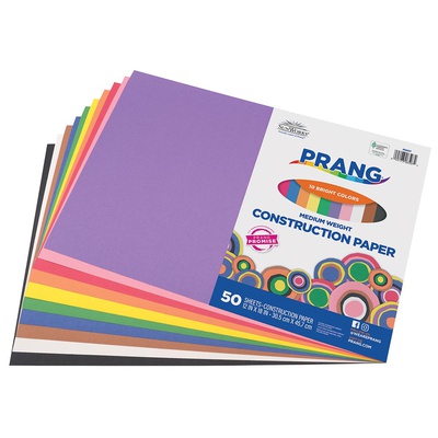 SunWorks 12" x 18" Construction Paper, Assorted Colors, 50 Sheets (P6507)