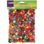 Charles Leonard Creative Arts Wood Beads, Assorted Shapes and Colors, 1 Pound Bag