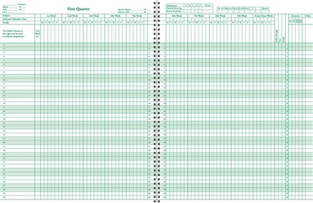 Class Record Book, 8 Subject, 9 weeks (910-8LGN)