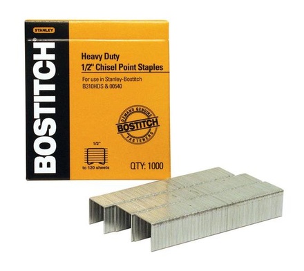 Bostitch Heavy-Duty Premium Staples 1/2" Leg Length 1000/Box SB35121M