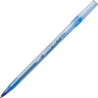 BIC Round Stic Xtra Precision Ballpoint Pen, Stick, Fine 0.8 Mm, Blue Ink, Translucent Blue Barrel, Dozen