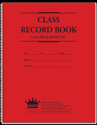 Class Record Book, 8 Subject, 9 weeks (910-8LGN)