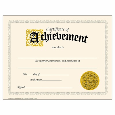 CERTIFICATE OF ACHIEVEMENT