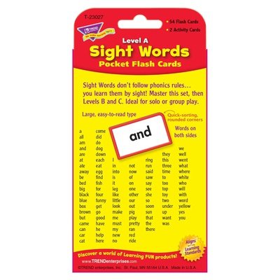 SIGHT WORDS LEVEL A POCKET FLASH CARDS