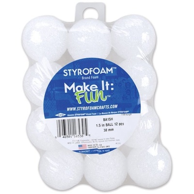 Styrofoam Balls Foam, 1.5-Inch, White, 12 Per Package