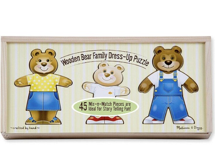 Melissa & Doug Wooden Bear Family Dress-up Kids Puzzle Educational Toy Age 3