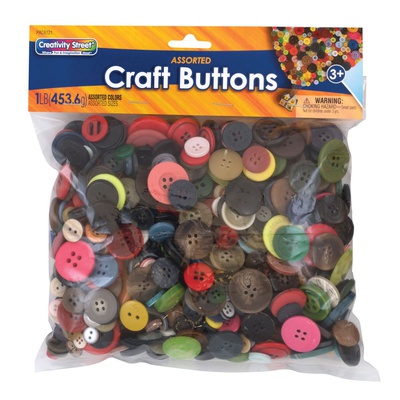 CREATIVITY STREET® CRAFT BUTTONS ASSORTMENT ASSORTED SIZES ASSORTED COLORS 1 LB.