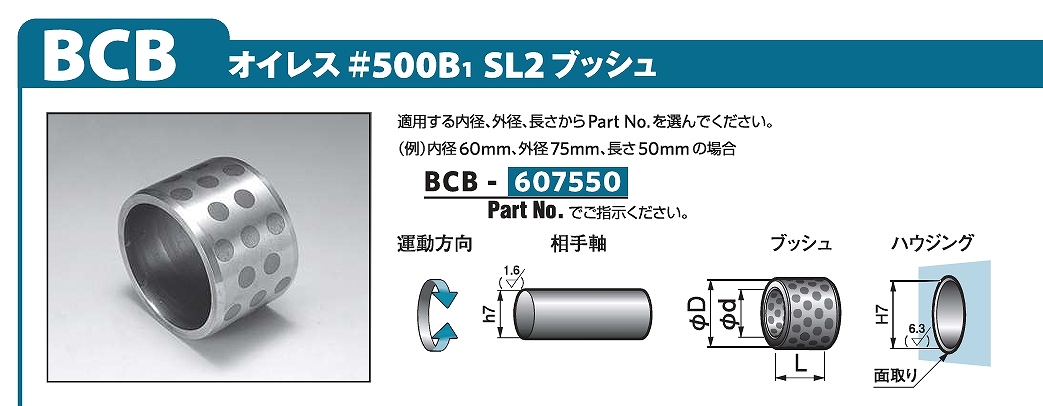 青銅系・固体潤滑剤埋込軸受(#500B)BCB形