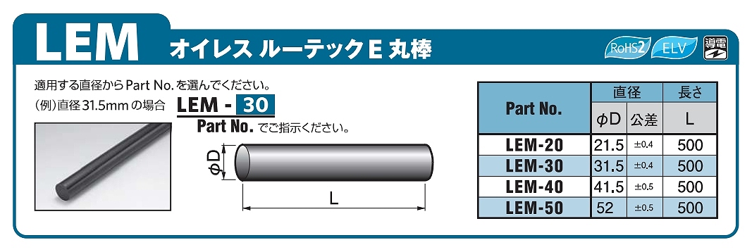 導電性ﾎﾟﾘｱｾﾀｰﾙ軸受(ﾙｰﾃｯｸE)LED/LES/LEM形