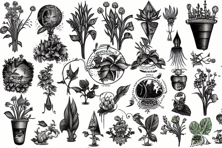 plants in garden tattoo idea