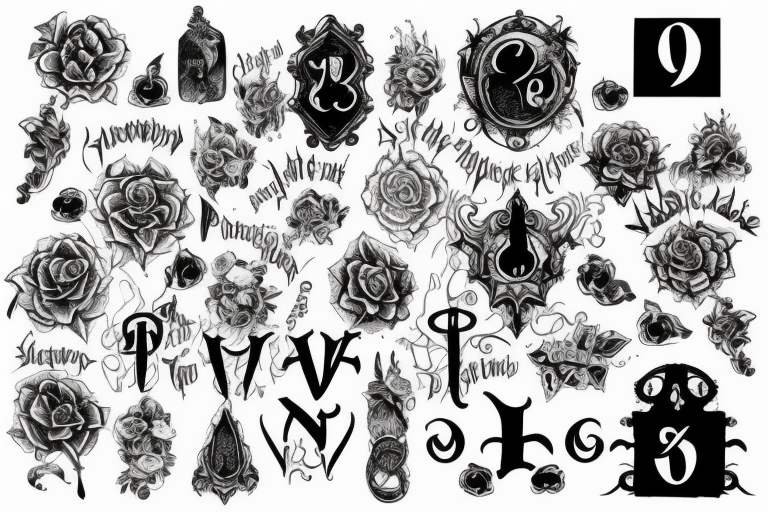 Number 7 and number 32 in a gothic font combined tattoo idea