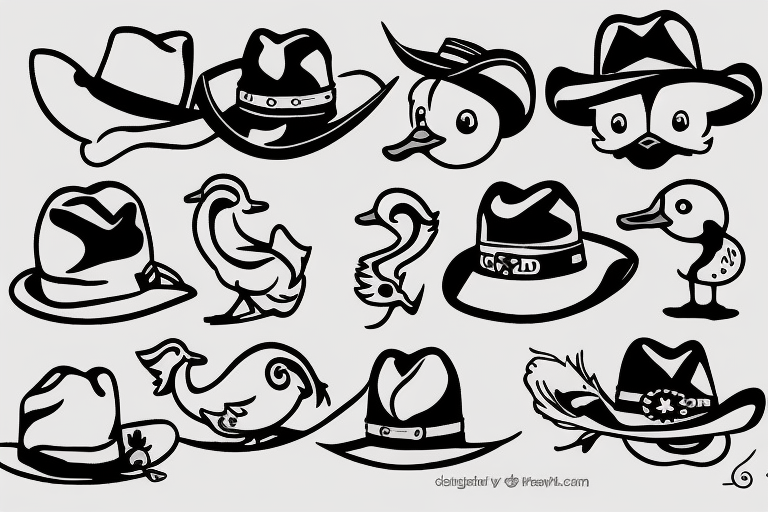 cute duck with a cowboy hat tattoo idea