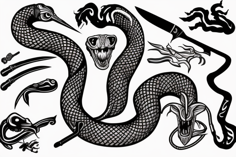 snake and knife tattoo idea