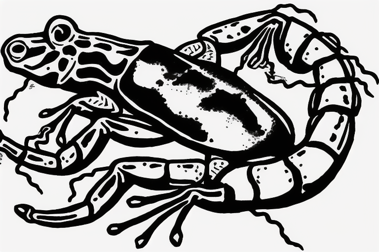Scorpion on top of a frog crossing a river tattoo idea